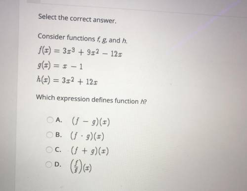 Which expression defines function h? please help i’m strugglinggggg