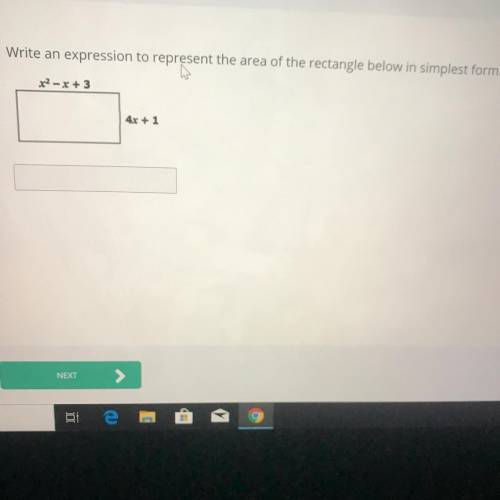 Write an expression to represent the area of the rectangle below in simplest form.