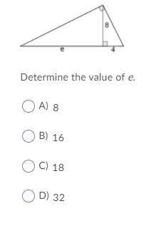 Determine the value of e. image attached.