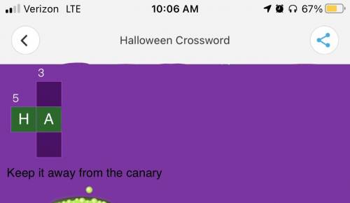 Halloween crossword puzzle help, 3 Down, Keep it away from the canary its 3 letters and the middl