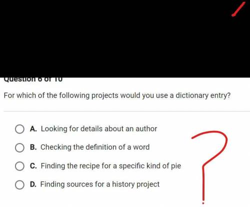 Which of the following projects would you use as a dictionary entry
