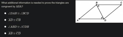 What additional information is needed to prove the triangles are congruent by ASA?
