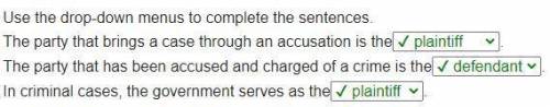 The party that brings a case through an accusation is the . The party that has been accused and cha