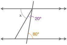 PLZ HELP DUE SOON!!

A pair of parallel lines is cut by a transversal:
What is the measure of angl