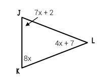 Triangle JKL is shown below. Find the value of x.