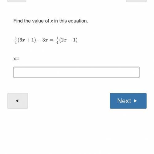 Find the value of x in this equation

3/4 (6x + 1) -3x = 1/4 (2x - 1) 
x =
(I answered with -1 ori