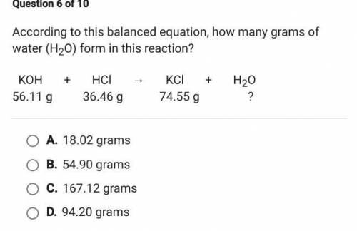 HARD QUESTION (really need help)

According to the balanced equation, how many grams of water form