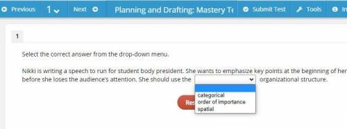 Select the correct answer from the drop-down menu.

Nikki is writing a speech to run for student b