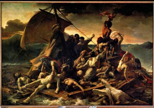 1. Discuss the use of diagonal lines to create movement and compositional structures in Gericault's