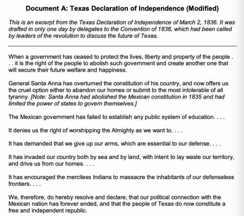 Document A: Texas Declaration of Independence

CloseReading:AccordingtoDocumentA,whydidTexansrevol
