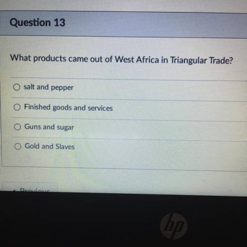 What products came out of West Africa in Triangular Trade?