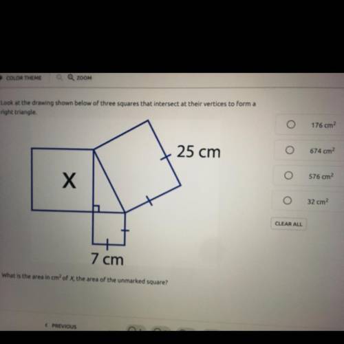 Look at the diagram shown below of three squares that intersect at their vertices to form a right t