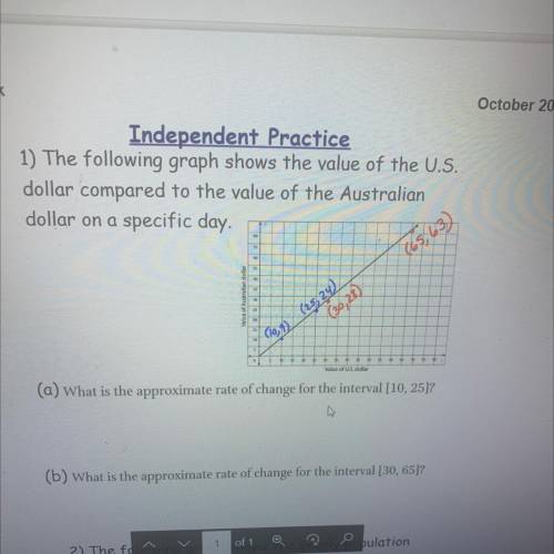 1) The following graph shows the value of the U.S.

dollar compared to the value of the Australian