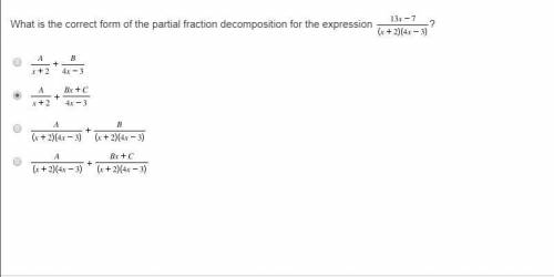 What is the correct form of the partial fraction decomposition for the expression StartFraction 13