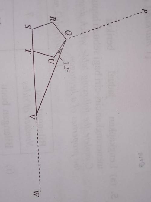 HELP ME IM LOST :/

In the diagram, QRSTU is a regular pentagon and STVW isa straight line. PQVW i