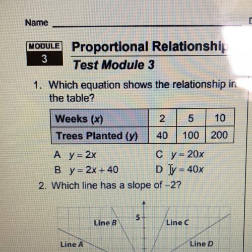 Which equation shows the relationship in the table?