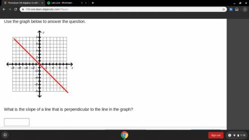 Use the graph below to answer the question.

What is the slope of a line that is perpendicular to