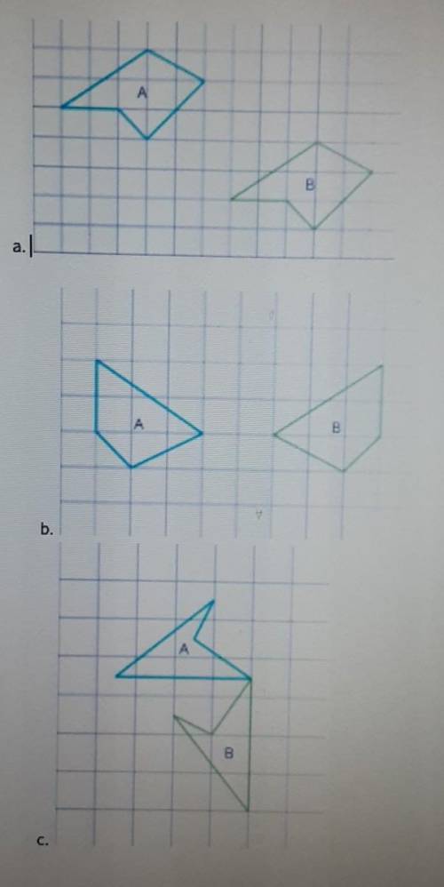 Please help me!!

For each pair of polygons, describe the transformation that could be applied to