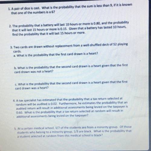 Would appreciate if anyone could help with these 5 questions. Will give brainliest.

(100 pts)