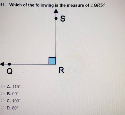 11. Which of the following is the measure of ZQRS?