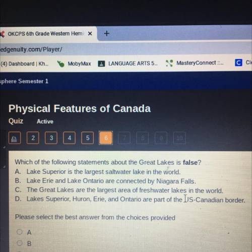 Which of the following statements about the Great Lakes is false?
Help please quickly