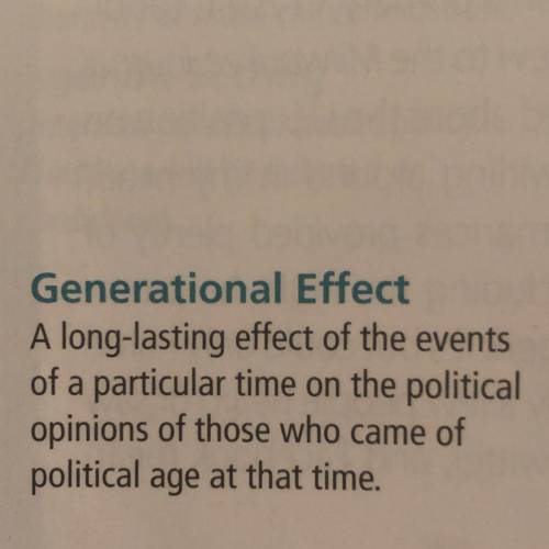 Give me an example or use it in a sentence or a fact about the the word “generational effect