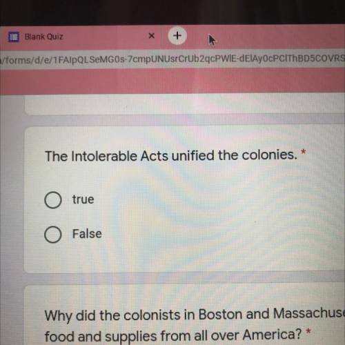 Did the Intolerable Acts unify the colonies