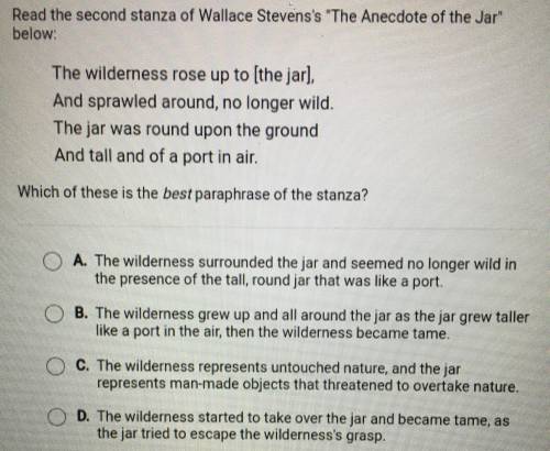 Which of these is the best paraphrase of the stanza?