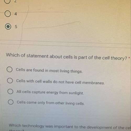 Which of statement about cells is part of the cell theory. 
Help?20 pointss!!!