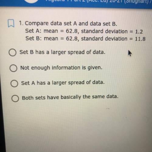 Compare data set A and data set B