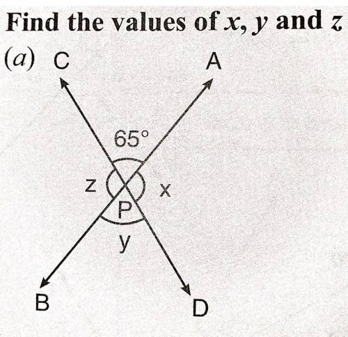 Find the value of x,y and z