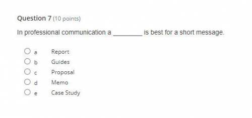 In professional communication a ________ is best for a short message.
