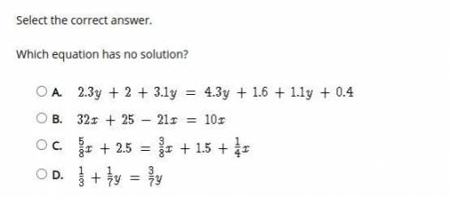 Which equation has no solution? plsss helpppp