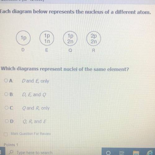 Each diagram below represents the nucleus of a different atom.