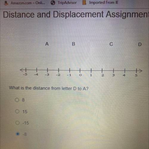 What is the distance from letter D to A?