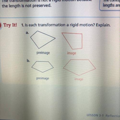 1. Is each transformation a rigid motion? Explain