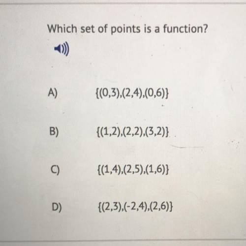 Which set of points is a function i will give brainliest if correct♡︎シ☀︎︎