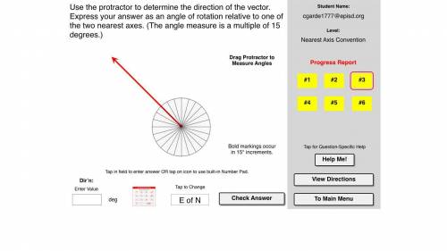 Use the protractor to determine the direction of the vector.