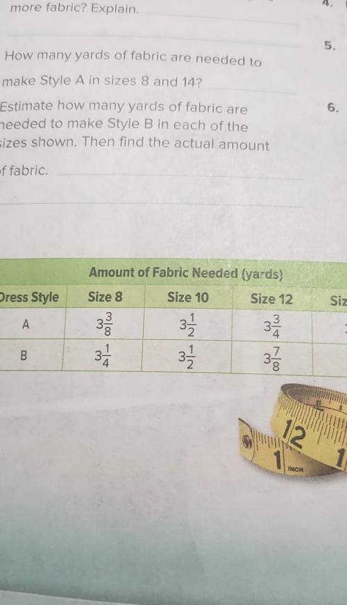 For size 8, does dress style A or B require more fabric? Explain