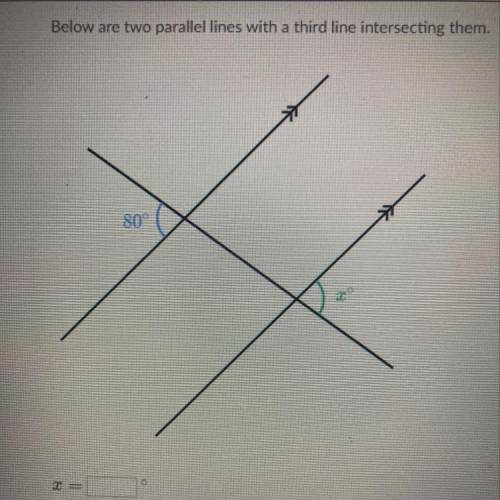 Below are two parallel lines with a third line intersecting them