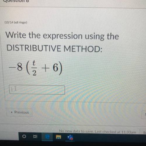 Write the expression using the
DISTRIBUTIVE METHOD:
–8 (1/3+6)