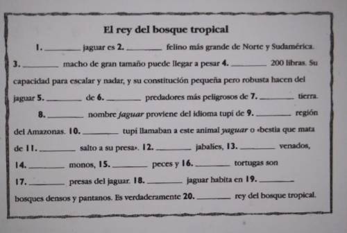 can anyone help me with this just put 1-20 and the answer is about the spanish nouns so like el,la,
