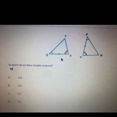 Someone help pls
by which rule are these triangles congruent?
