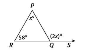For the following triangle, find the value of x
x = 122
x = 29
x = 58
x = 19