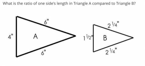 What is the ratio of one side's length in Triangle A compared to Triangle B?