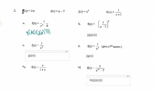 Composite Functions: Answer to e: f(x) = x/1+x