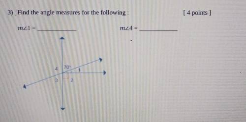 Help! its due in a couple mins!

Find the angle measures for the following: mL1=____ mL4=____