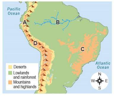 Review the map.

Which letter shows the land first settled by the Inca?
A
B
C
D