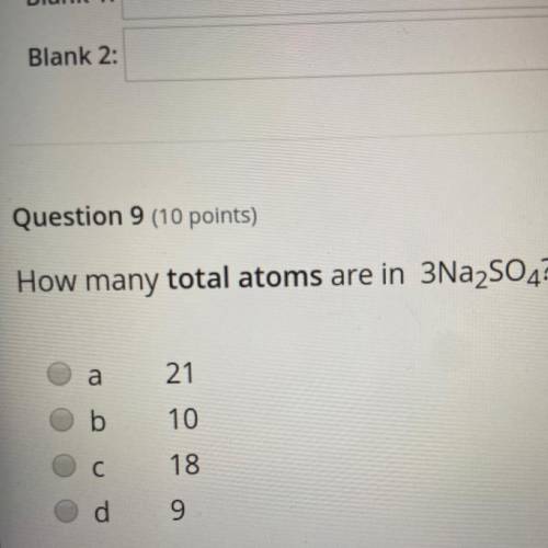 How many total atoms are in 3Na2SO4?