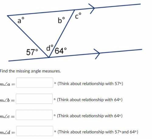 Find the missing angle measures.